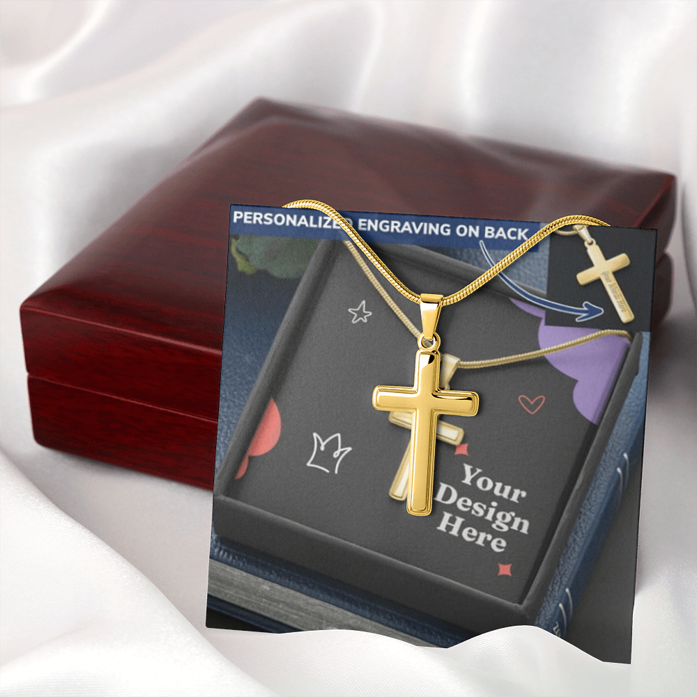Personalized Cross Necklace with Snake Chain – Custom Engraved Faith Jewelry for Men & Women