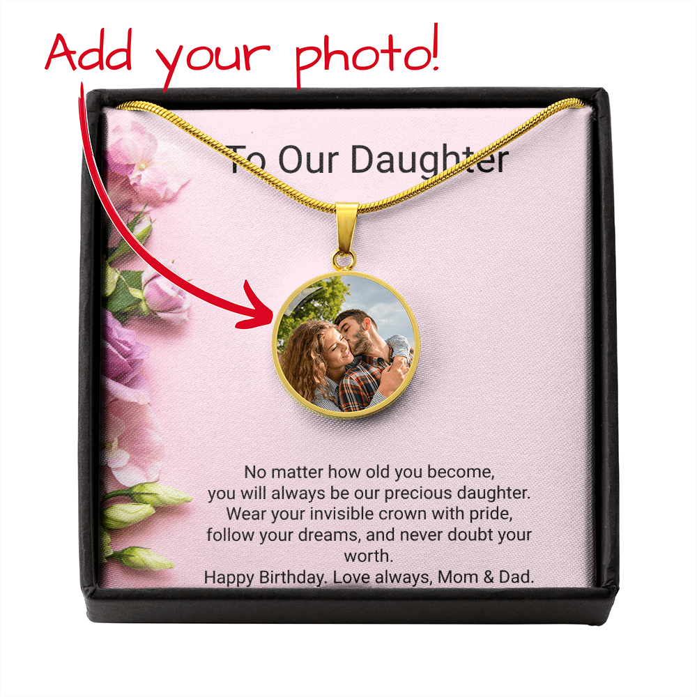 Daughter's Birthday Circle Necklace with Photo Upload | Personalised Keepsake Gift