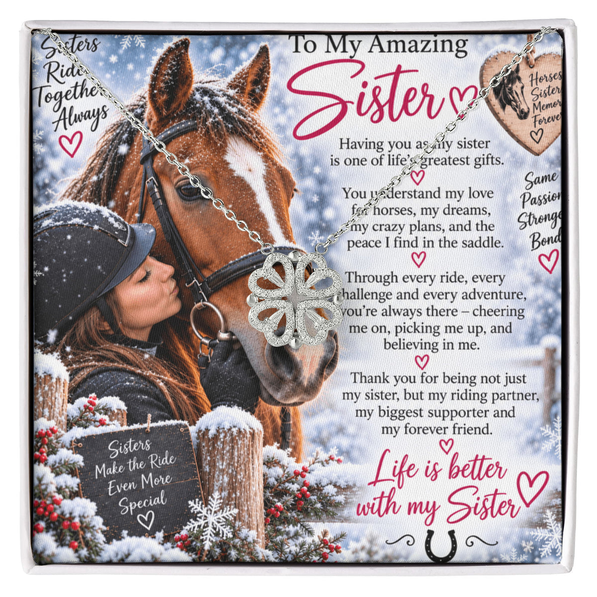 Sister Magnetic Hearts Necklace – Meaningful Personalised Gift for Sister at Christtmas