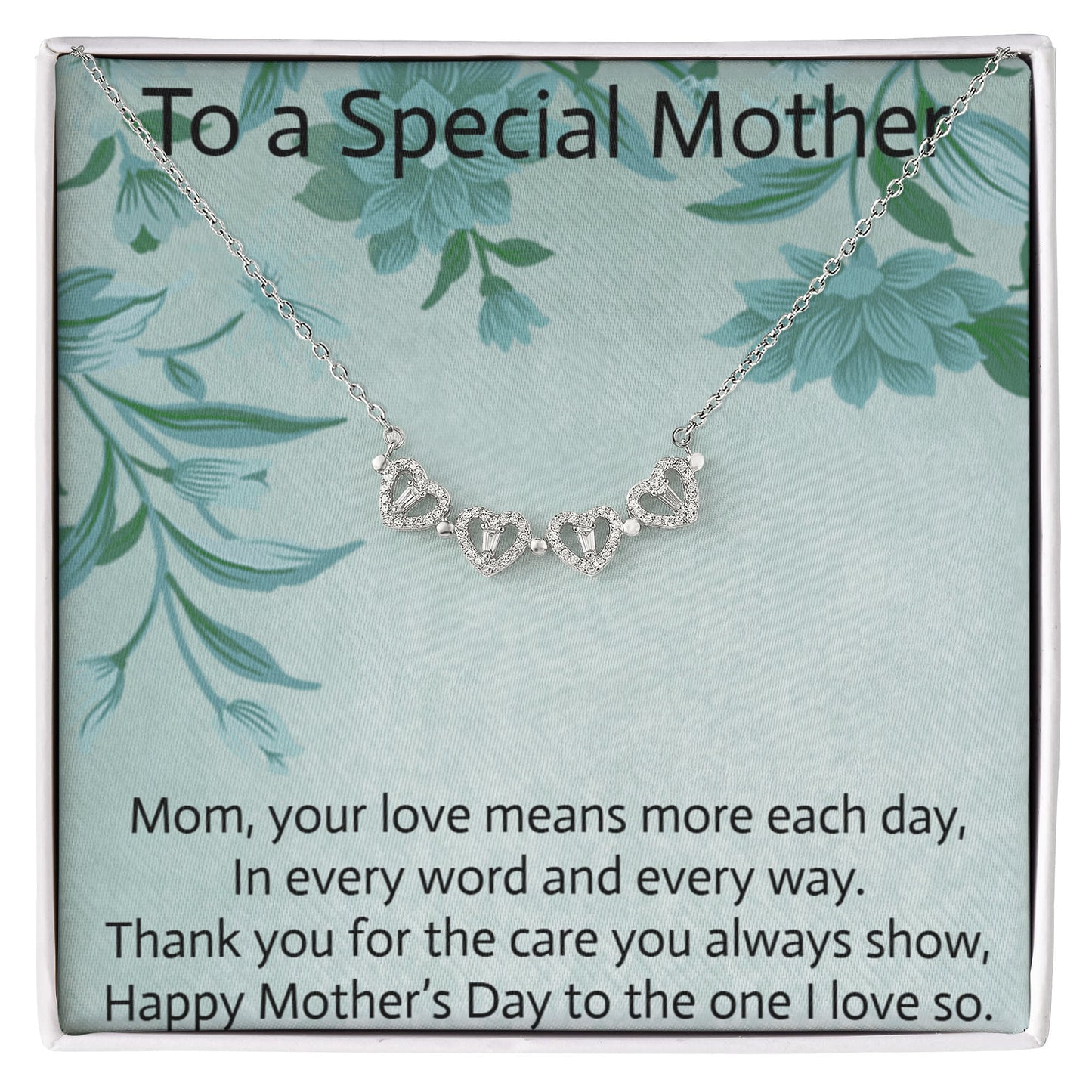 Magnetic Hearts Necklace for Mother's Day with Message Card