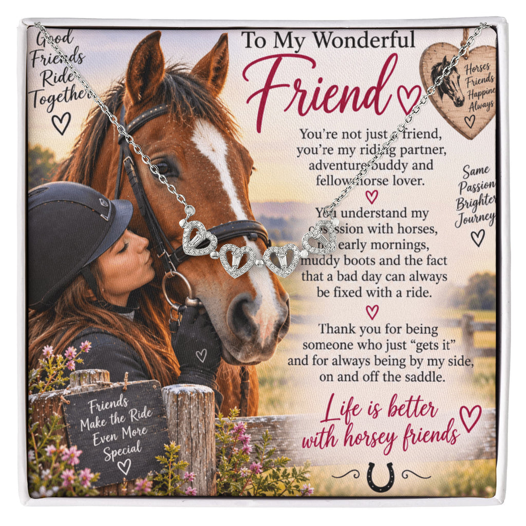 Horse Riding Soul Mate Magnetic Hearts Necklace – Equestrian Gift for Her