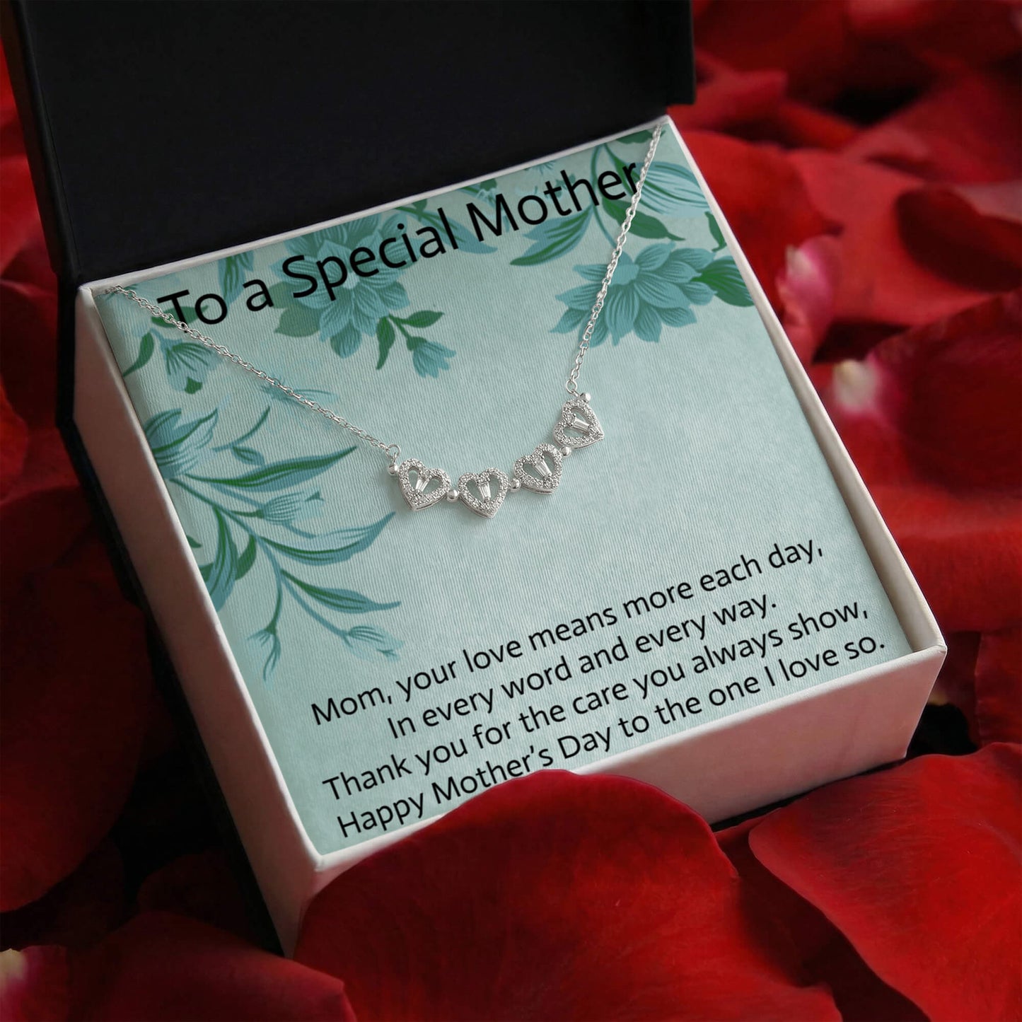 Magnetic Hearts Necklace for Mother's Day with Message Card