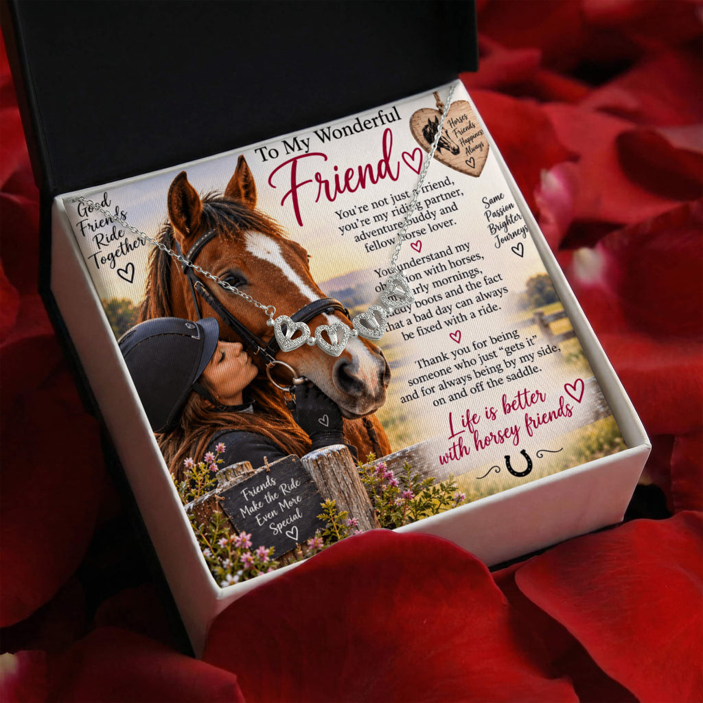 Horse Riding Soul Mate Magnetic Hearts Necklace – Equestrian Gift for Her