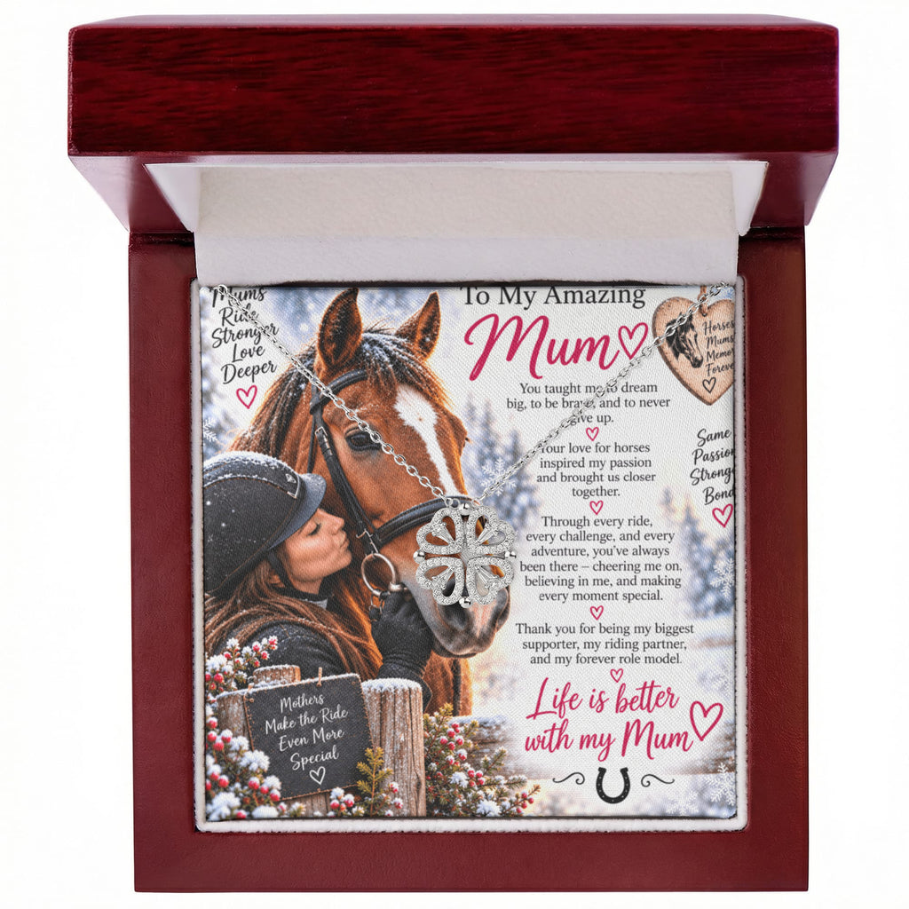 Horse Riding Mum Magnetic Hearts Necklace – Equestrian Gift for Horse-Loving Mum