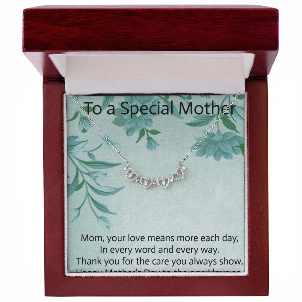 Magnetic Hearts Necklace for Mother's Day with Message Card
