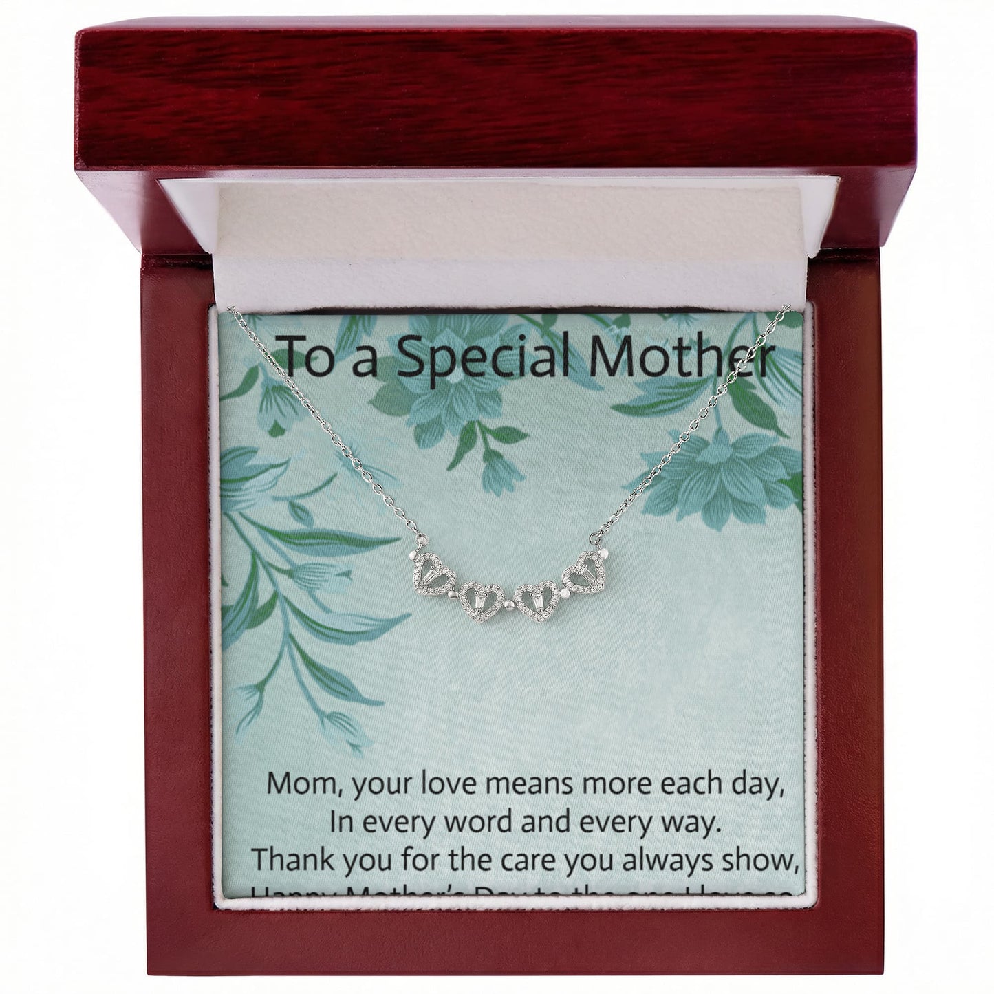 Magnetic Hearts Necklace for Mother's Day with Message Card