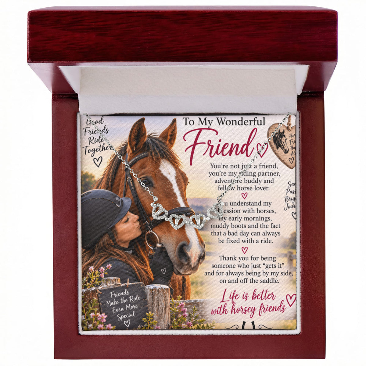 Horse Riding Soul Mate Magnetic Hearts Necklace – Equestrian Gift for Her