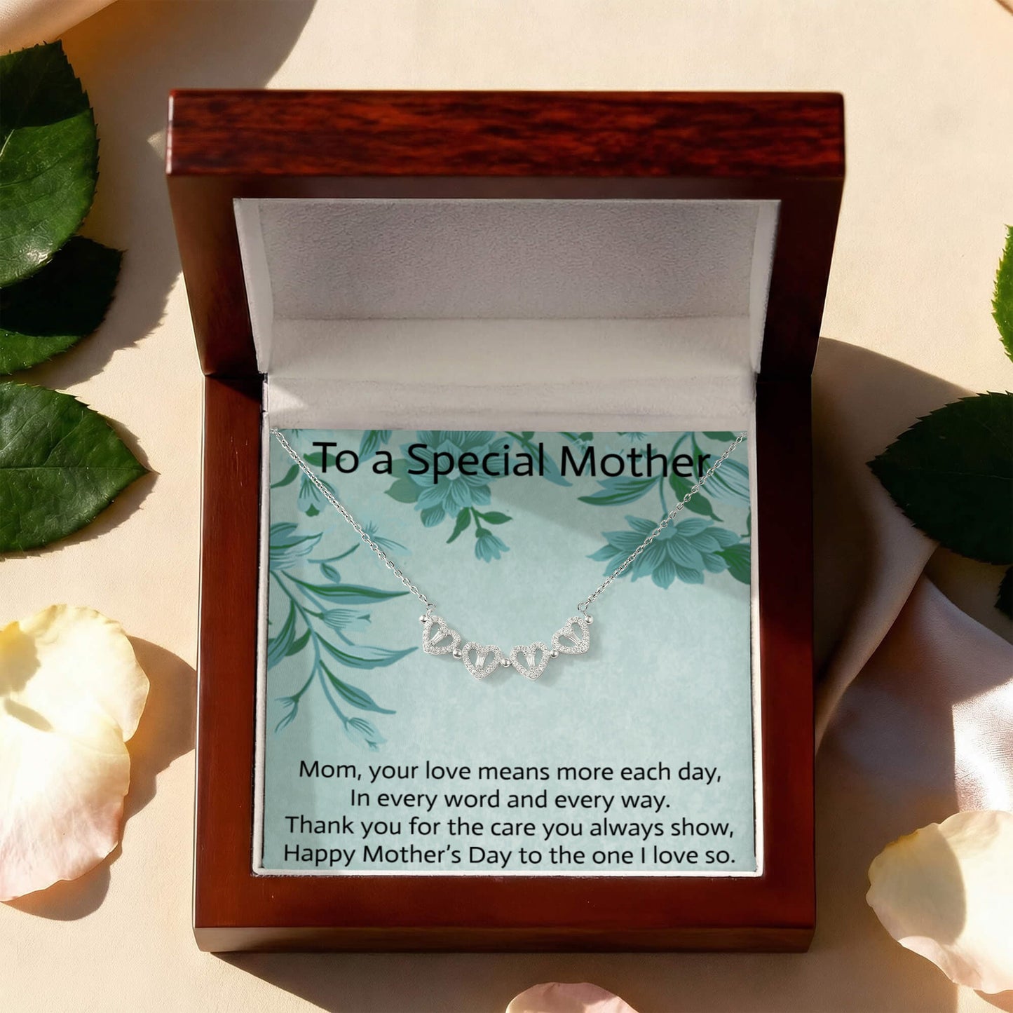 Magnetic Hearts Necklace for Mother's Day with Message Card