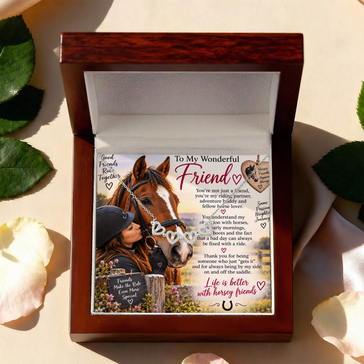 Horse Riding Soul Mate Magnetic Hearts Necklace – Equestrian Gift for Her