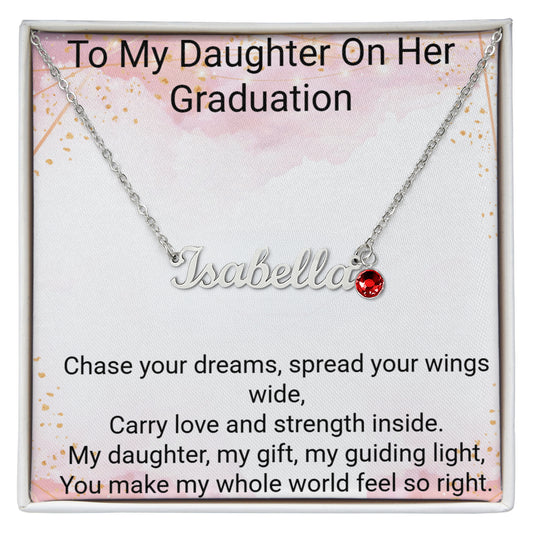 Personalized Graduation Necklace for Daughter – Custom Name & Birthstone Gift