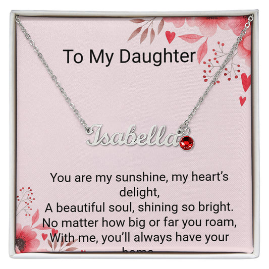 Daughter Birthday Gift Custom Name Necklace with Birthstone – Personalized Jewellery for Her