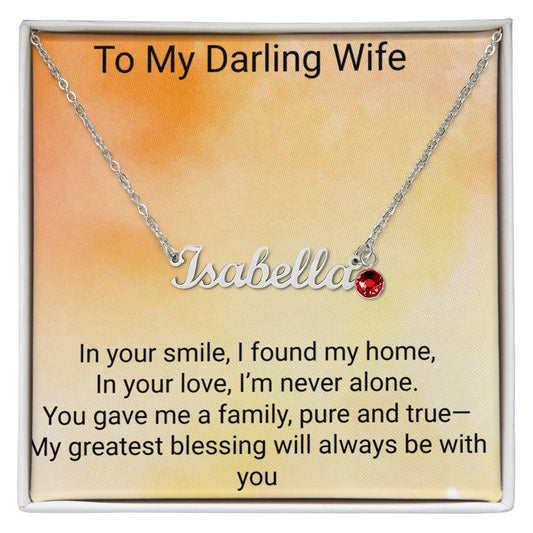 Wife Birthday Gift Custom Name Necklace with Birthstone – Personalized Jewelry for Her
