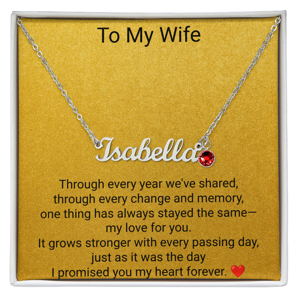 Custom Name Necklace with Birthstone | Personalised Jewellery for Wife Christmas Gift