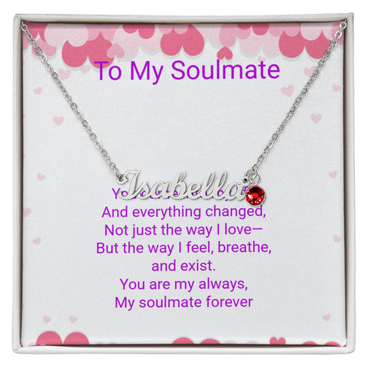 Personalised Soulmate Necklace with Name & Birthstone | Mother's Day Gift for Mum