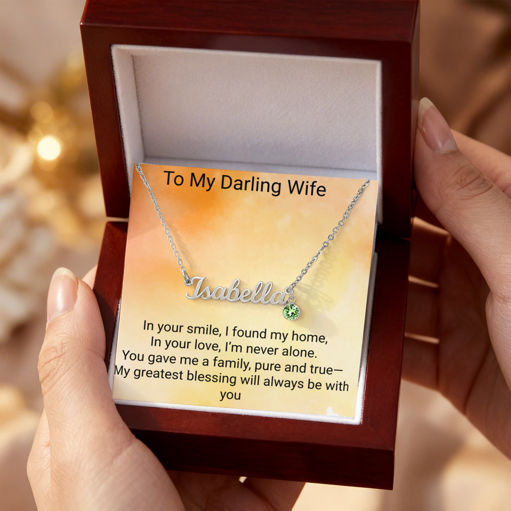 Wife Birthday Gift Custom Name Necklace with Birthstone – Personalized Jewelry for Her
