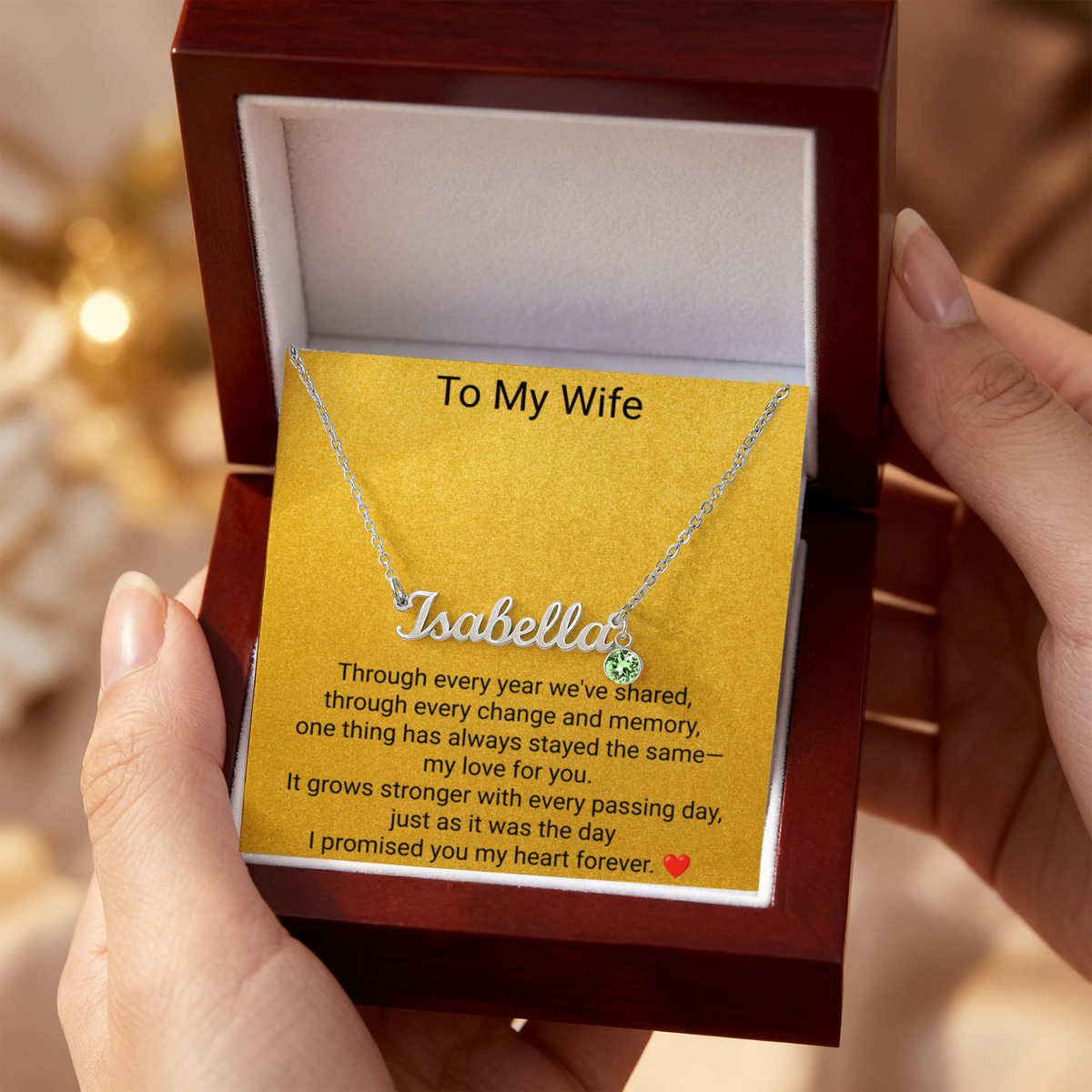Custom Name Necklace with Birthstone | Personalised Jewellery for Wife Christmas Gift