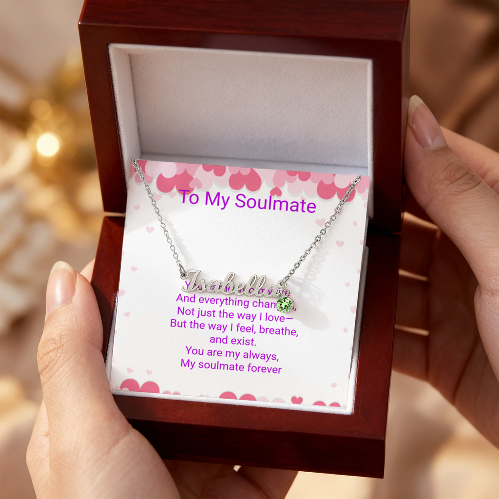 Personalised Soulmate Necklace with Name & Birthstone | Mother's Day Gift for Mum