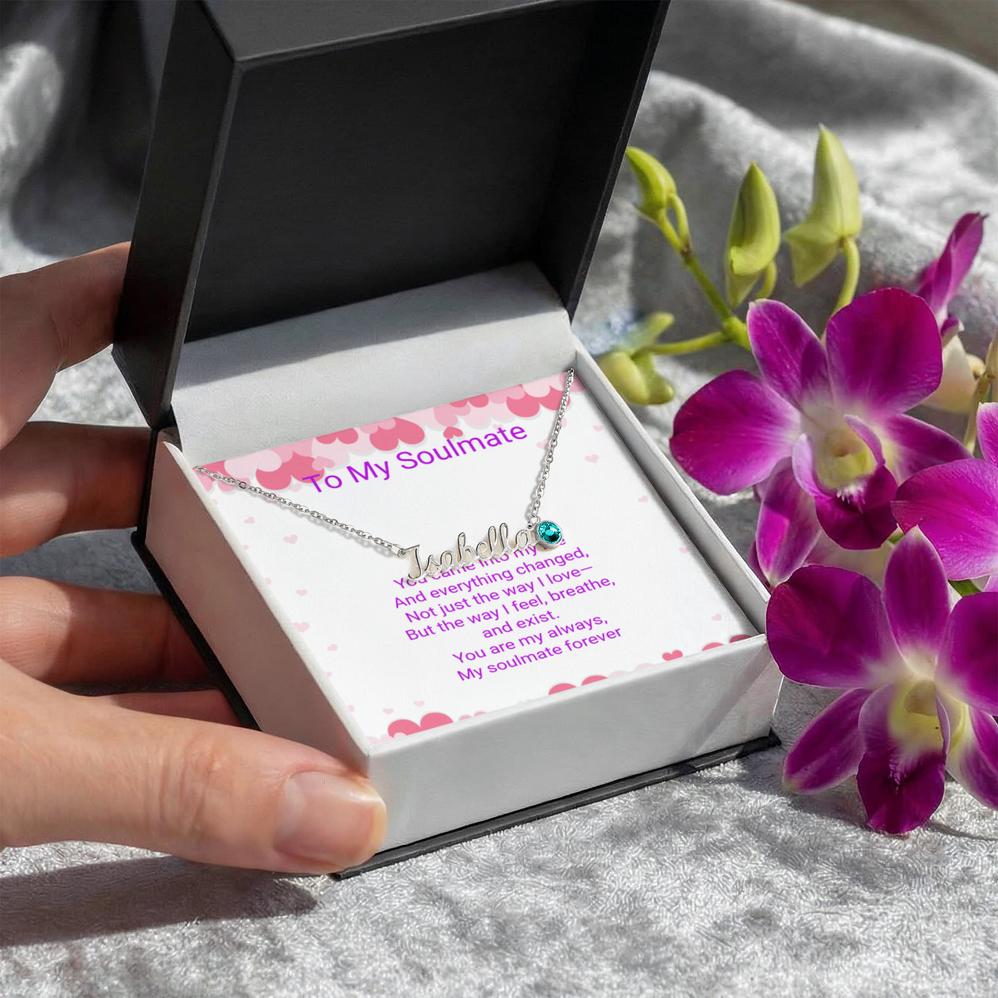 Personalised Soulmate Necklace with Name & Birthstone | Mother's Day Gift for Mum