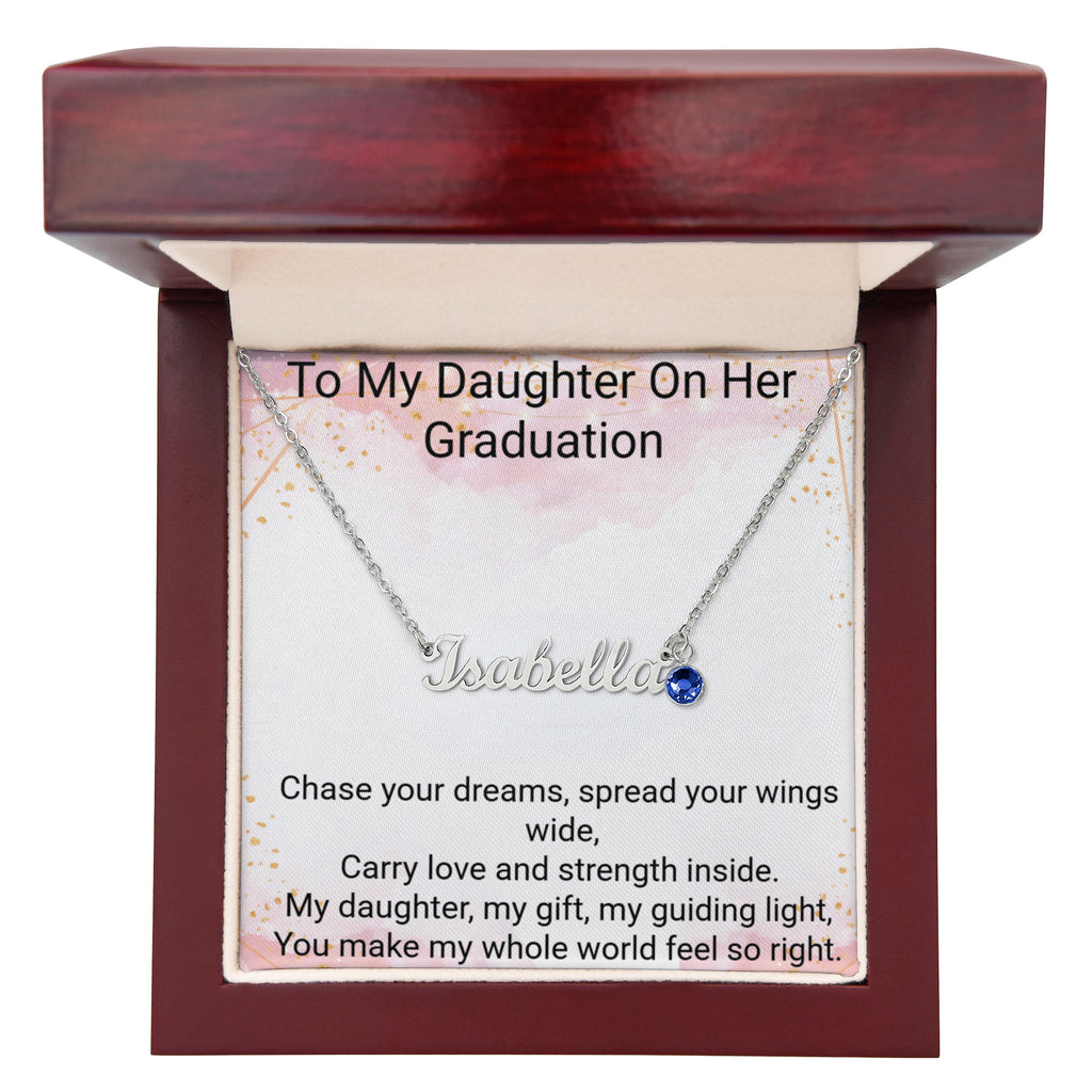Personalized Graduation Necklace for Daughter – Custom Name & Birthstone Gift