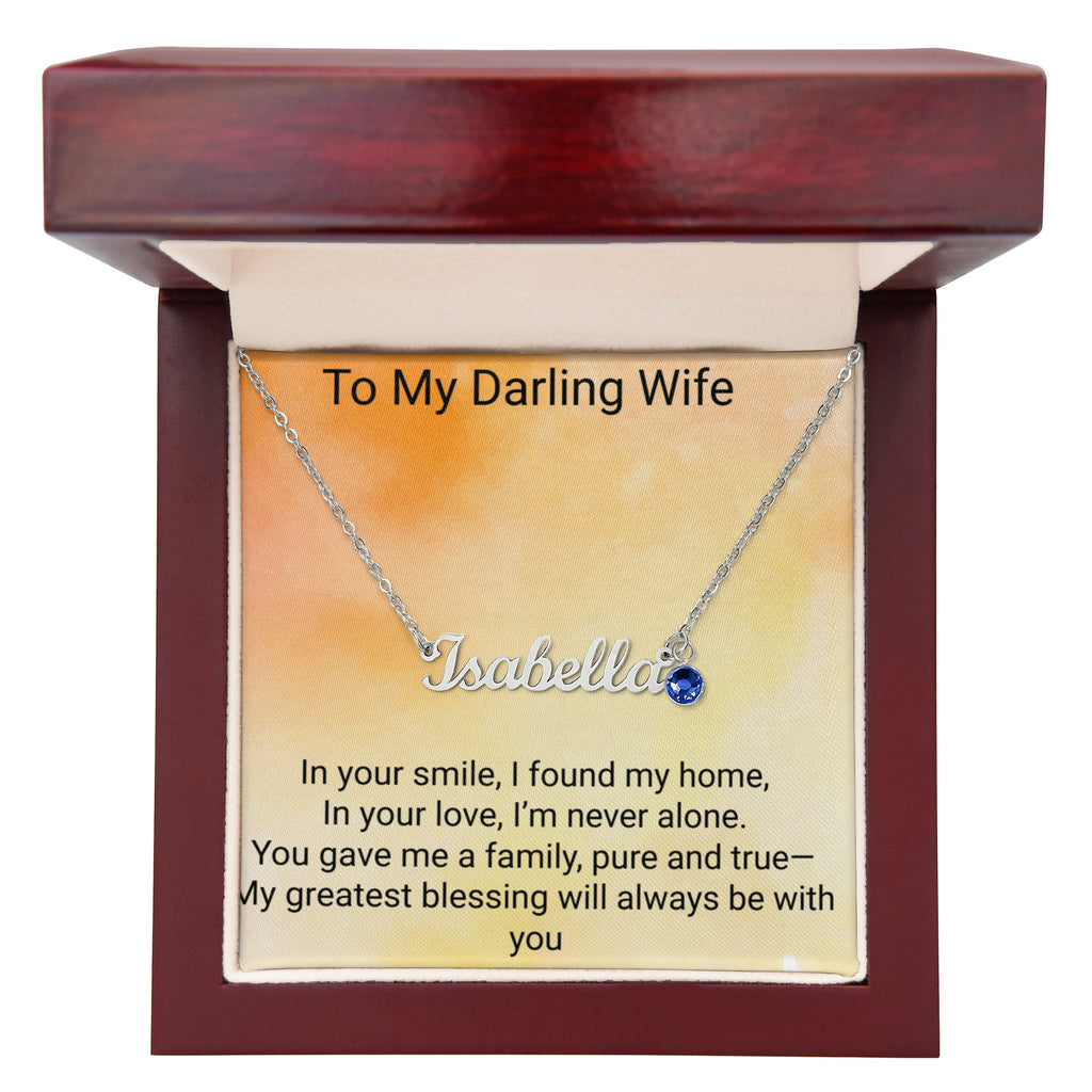 Wife Birthday Gift Custom Name Necklace with Birthstone – Personalized Jewelry for Her