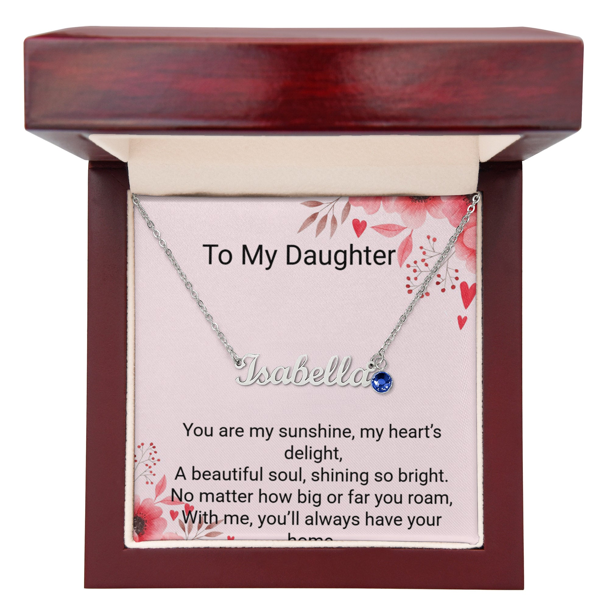 Daughter Birthday Gift Custom Name Necklace with Birthstone – Personalized Jewellery for Her