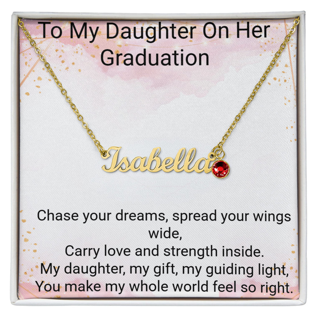 Personalized Graduation Necklace for Daughter – Custom Name & Birthstone Gift
