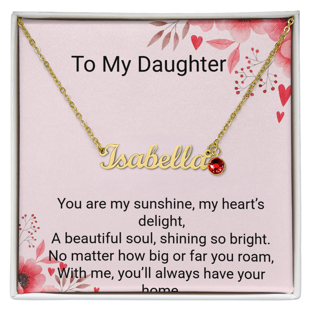 Daughter Birthday Gift Custom Name Necklace with Birthstone – Personalized Jewellery for Her