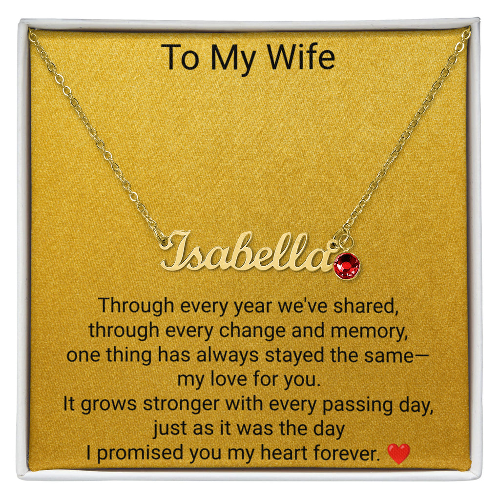 Custom Name Necklace with Birthstone | Personalised Jewellery for Wife Christmas Gift