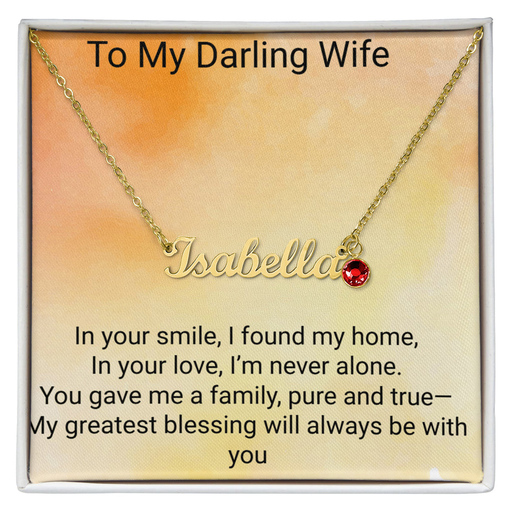 Wife Birthday Gift Custom Name Necklace with Birthstone – Personalized Jewelry for Her