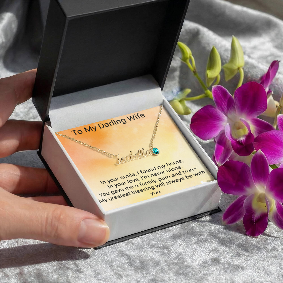 Wife Birthday Gift Custom Name Necklace with Birthstone – Personalized Jewelry for Her