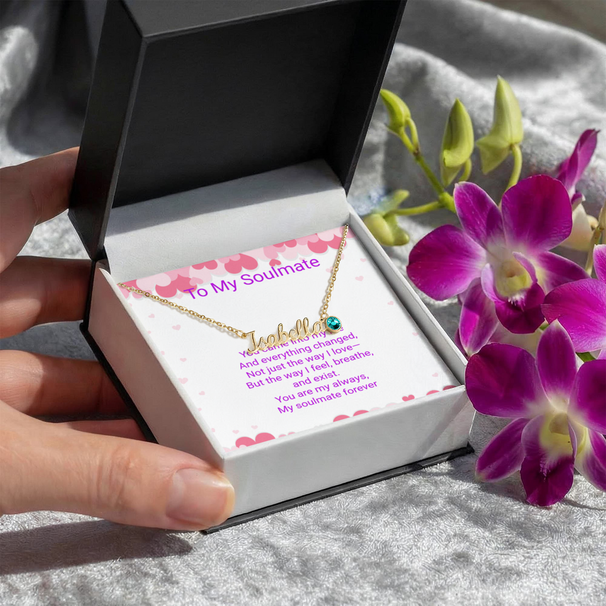 Personalised Soulmate Necklace with Name & Birthstone | Mother's Day Gift for Mum