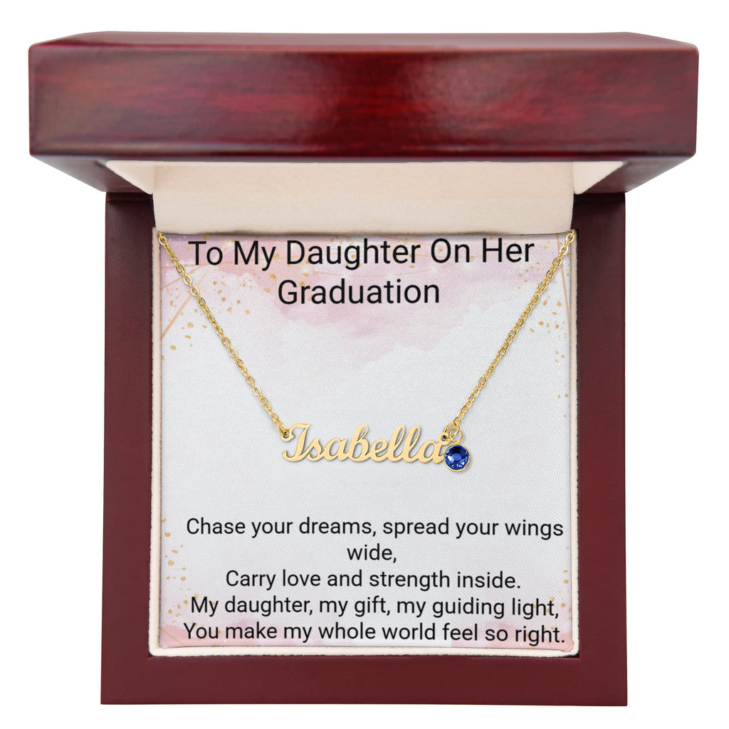Personalized Graduation Necklace for Daughter – Custom Name & Birthstone Gift