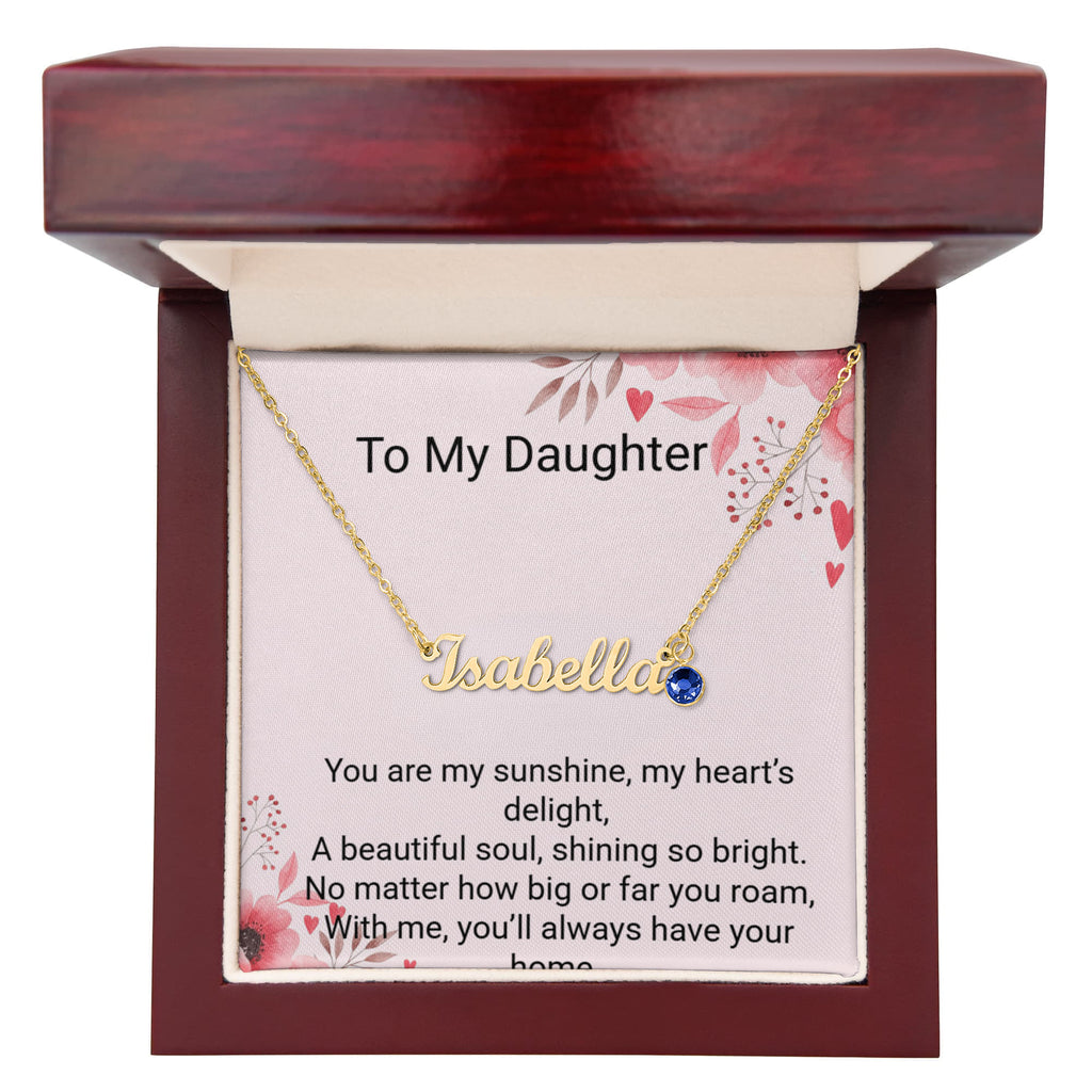 Daughter Birthday Gift Custom Name Necklace with Birthstone – Personalized Jewellery for Her