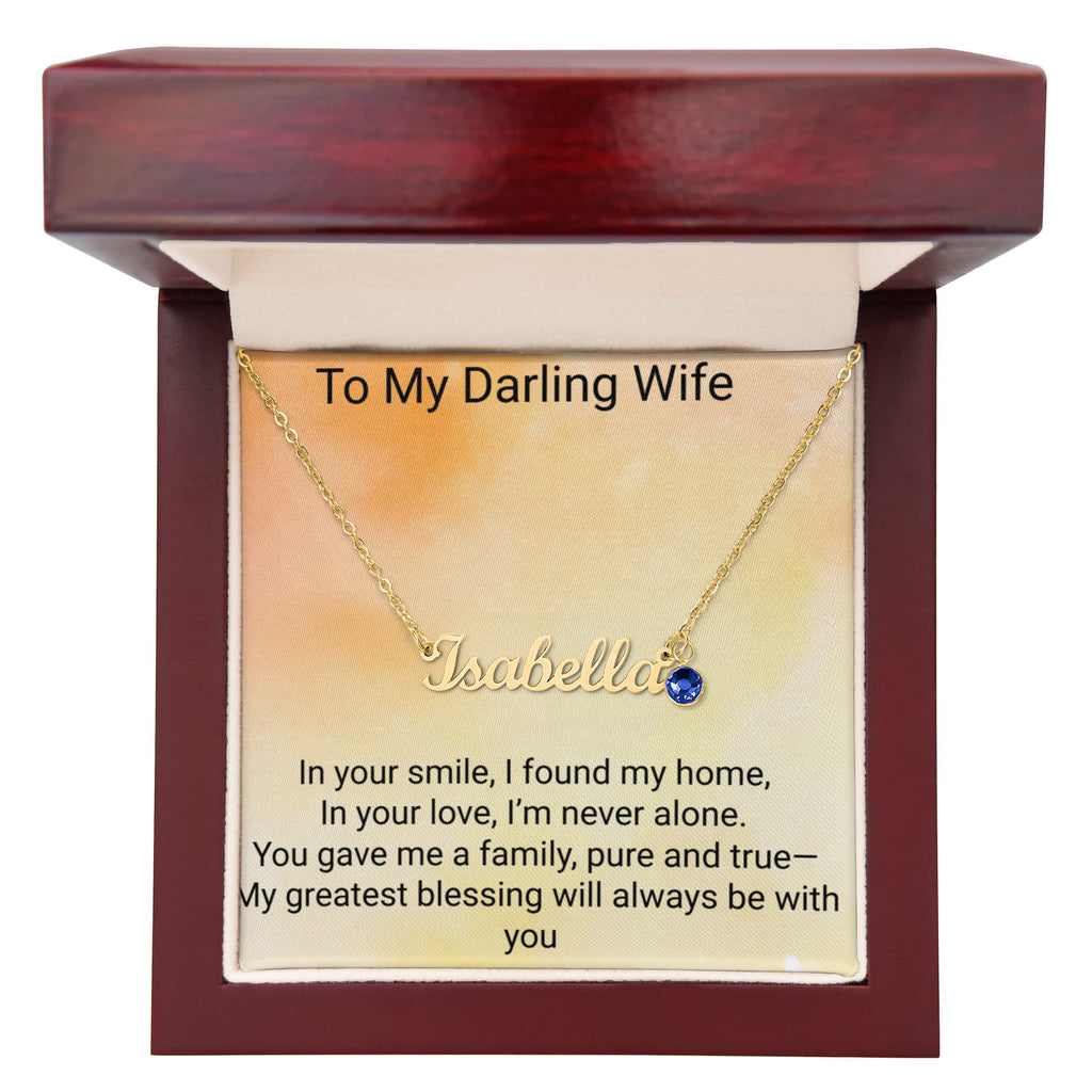 Wife Birthday Gift Custom Name Necklace with Birthstone – Personalized Jewelry for Her