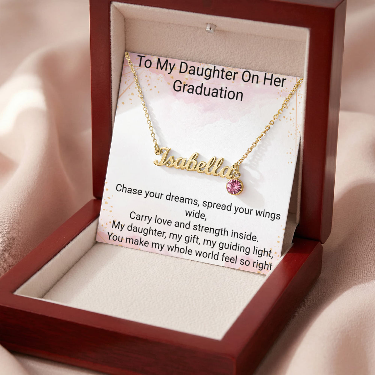 Personalized Graduation Necklace for Daughter – Custom Name & Birthstone Gift