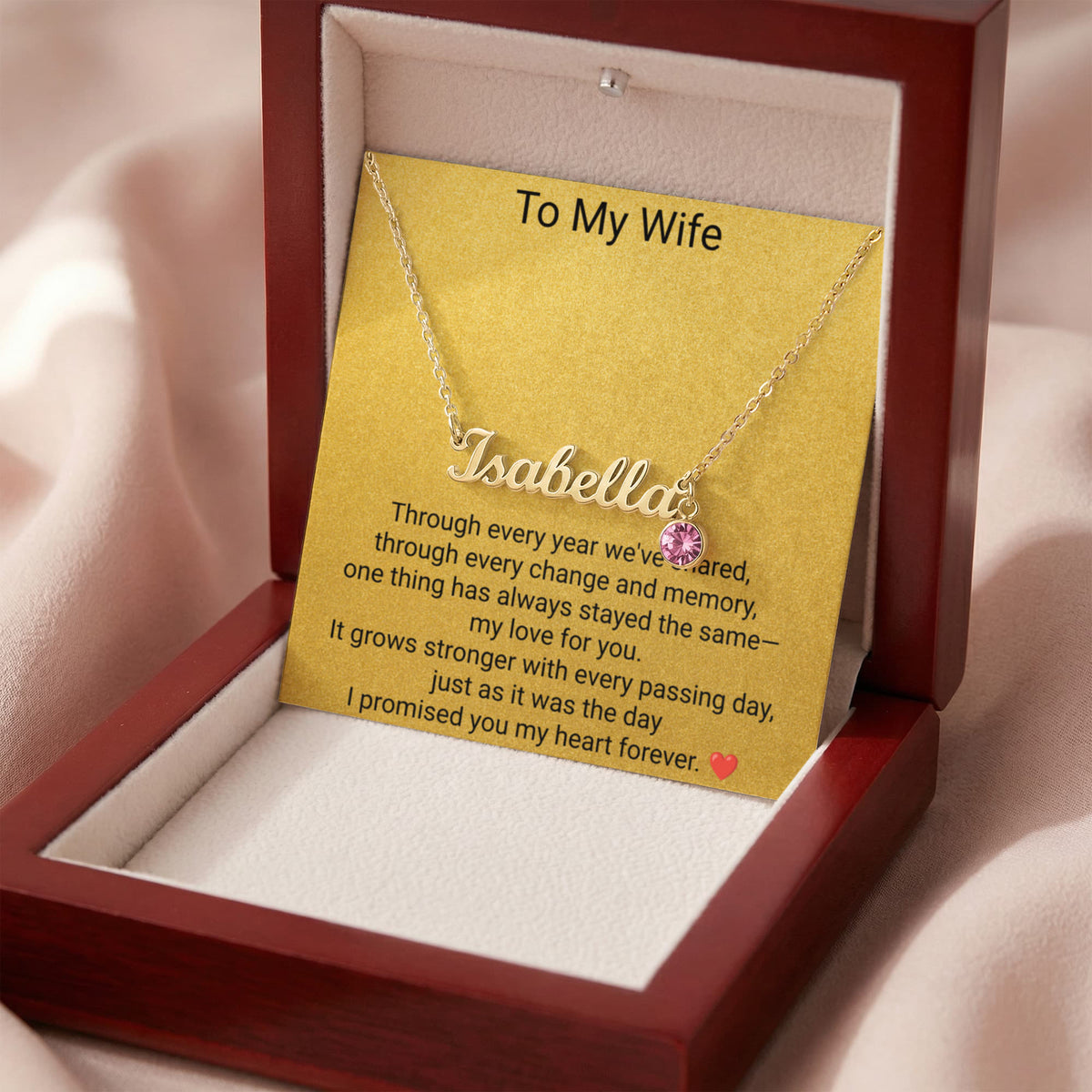 Custom Name Necklace with Birthstone | Personalised Jewellery for Wife Christmas Gift