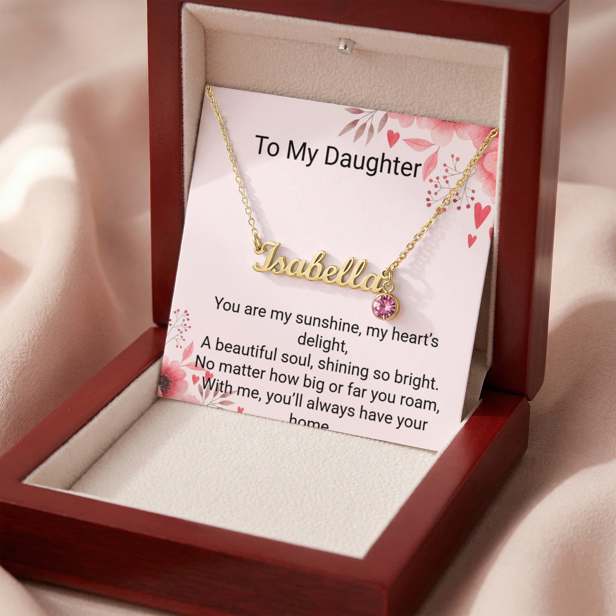 Daughter Birthday Gift Custom Name Necklace with Birthstone – Personalized Jewellery for Her