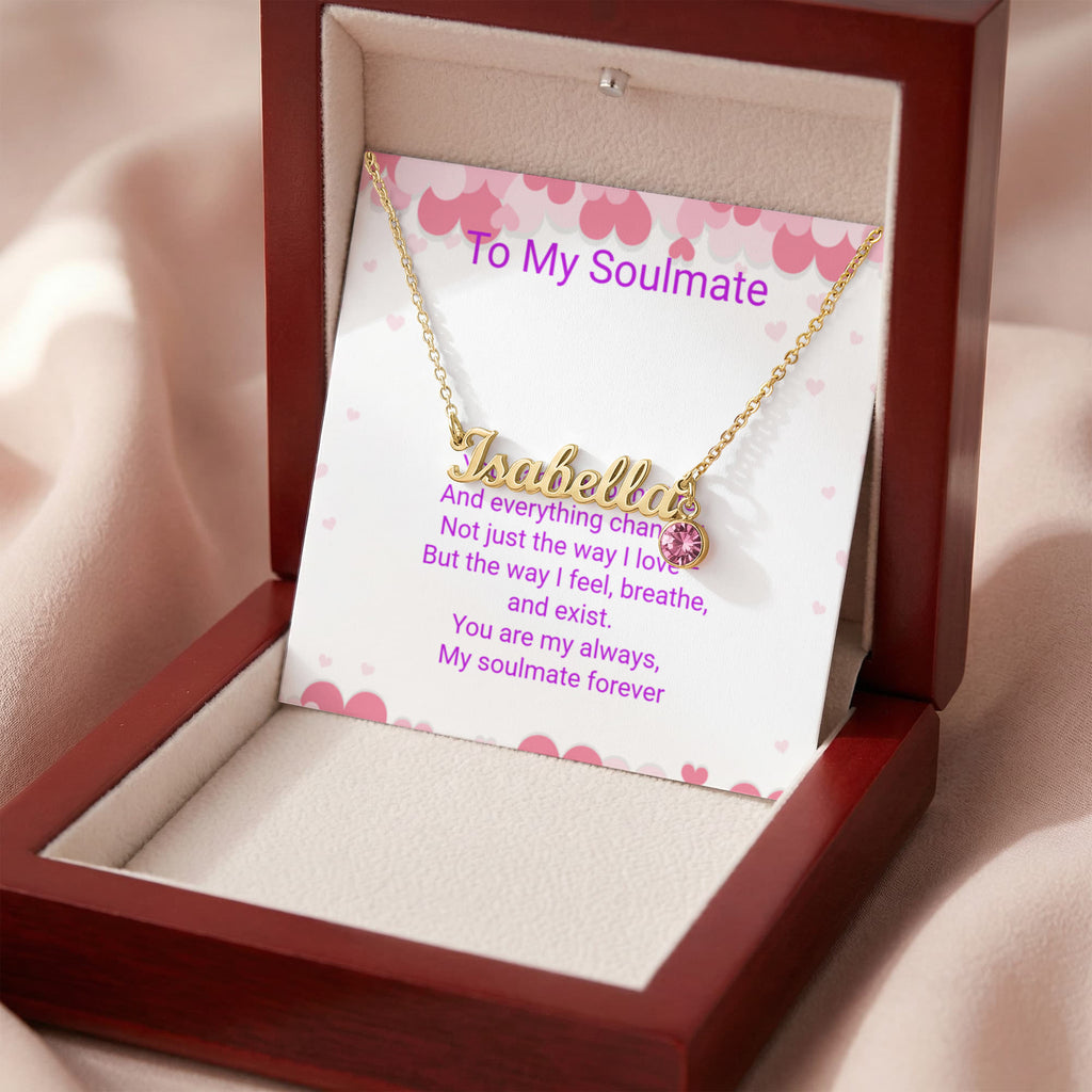 Personalised Soulmate Necklace with Name & Birthstone | Mother's Day Gift for Mum