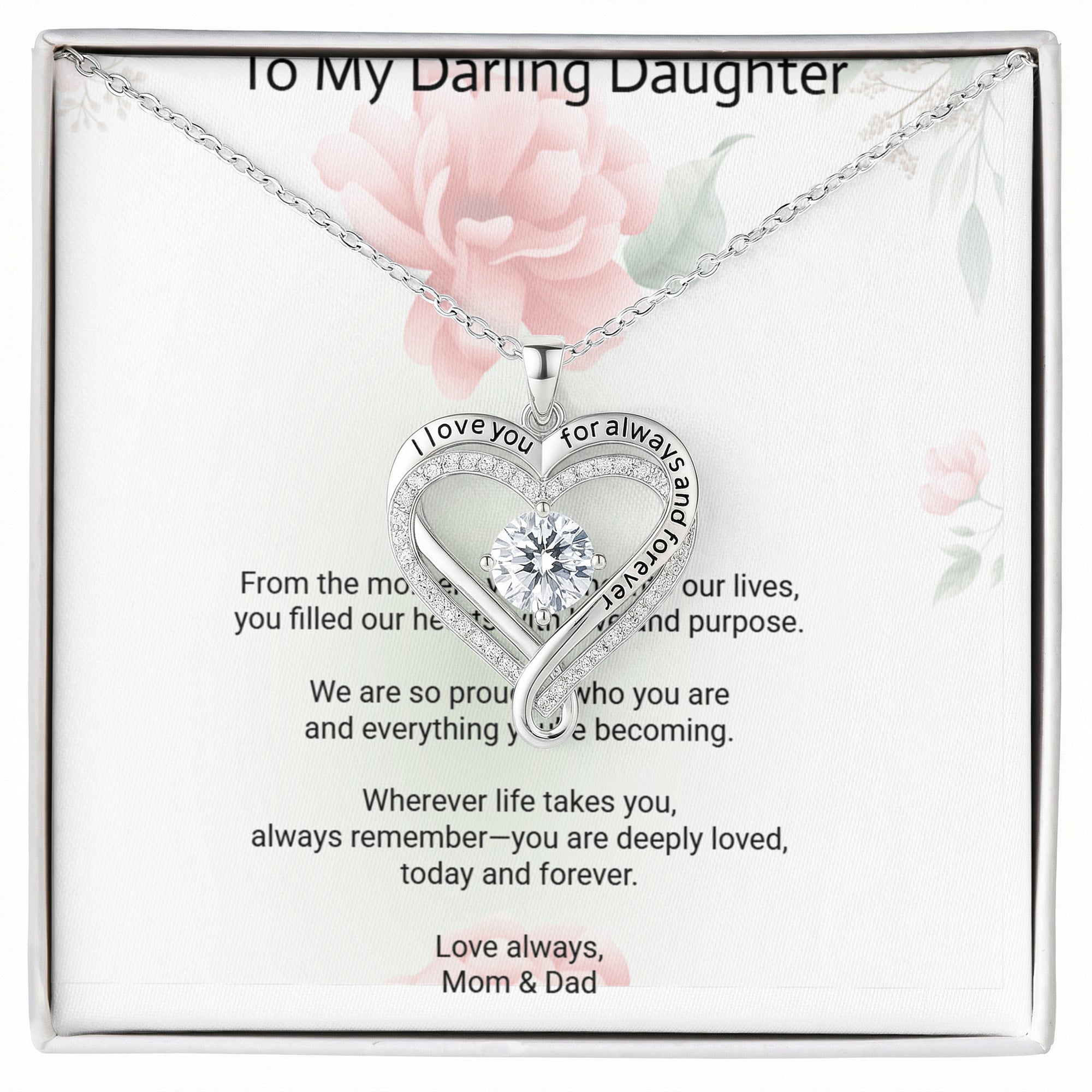 Daughter Necklace Gift – “Love You Always” Message Jewelry