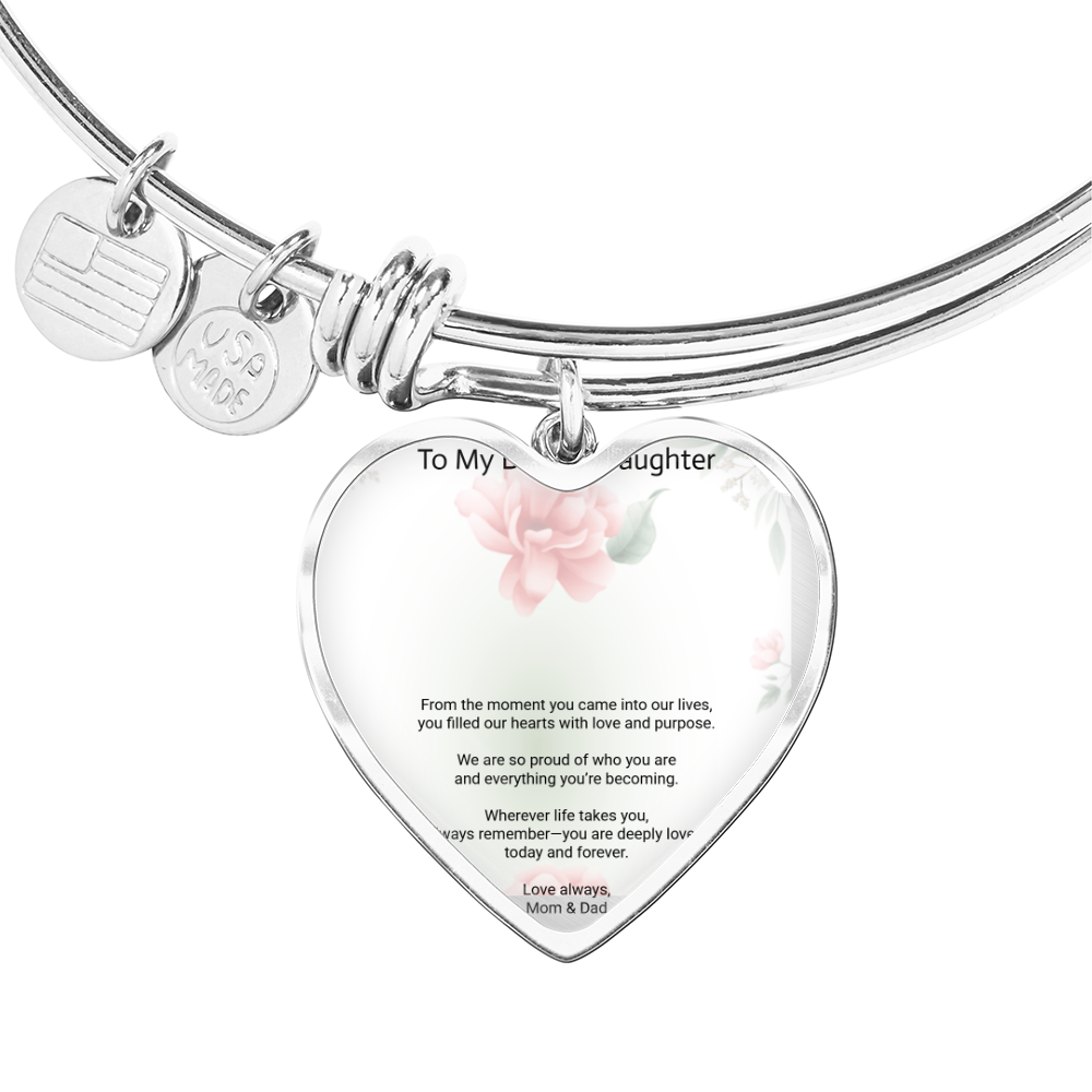 Daughters Gift Buyer Upload Luxury Heart Bangle – Elegant Love Bracelet
