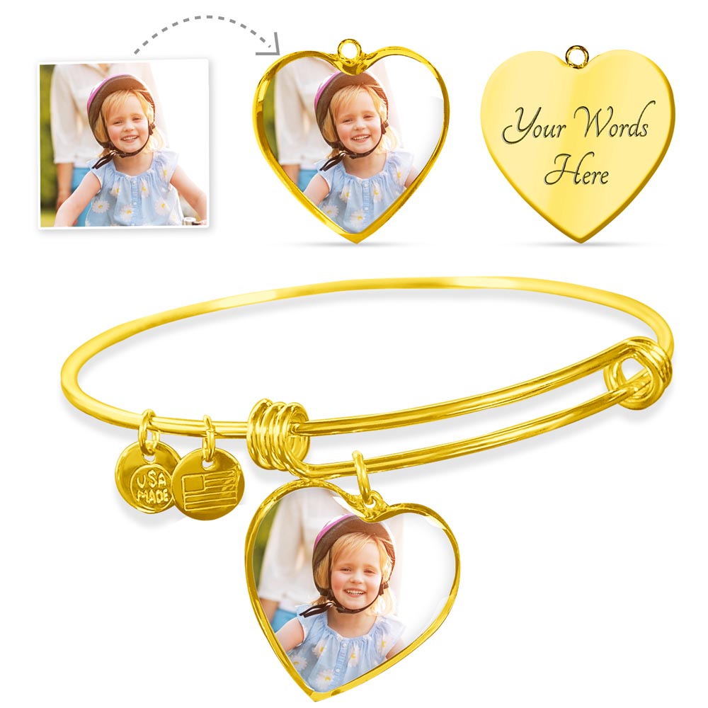 Daughters Gift Buyer Upload Luxury Heart Bangle – Elegant Love Bracelet