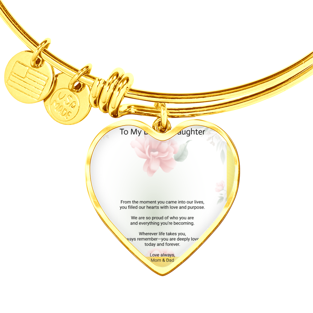 Daughters Gift Buyer Upload Luxury Heart Bangle – Elegant Love Bracelet