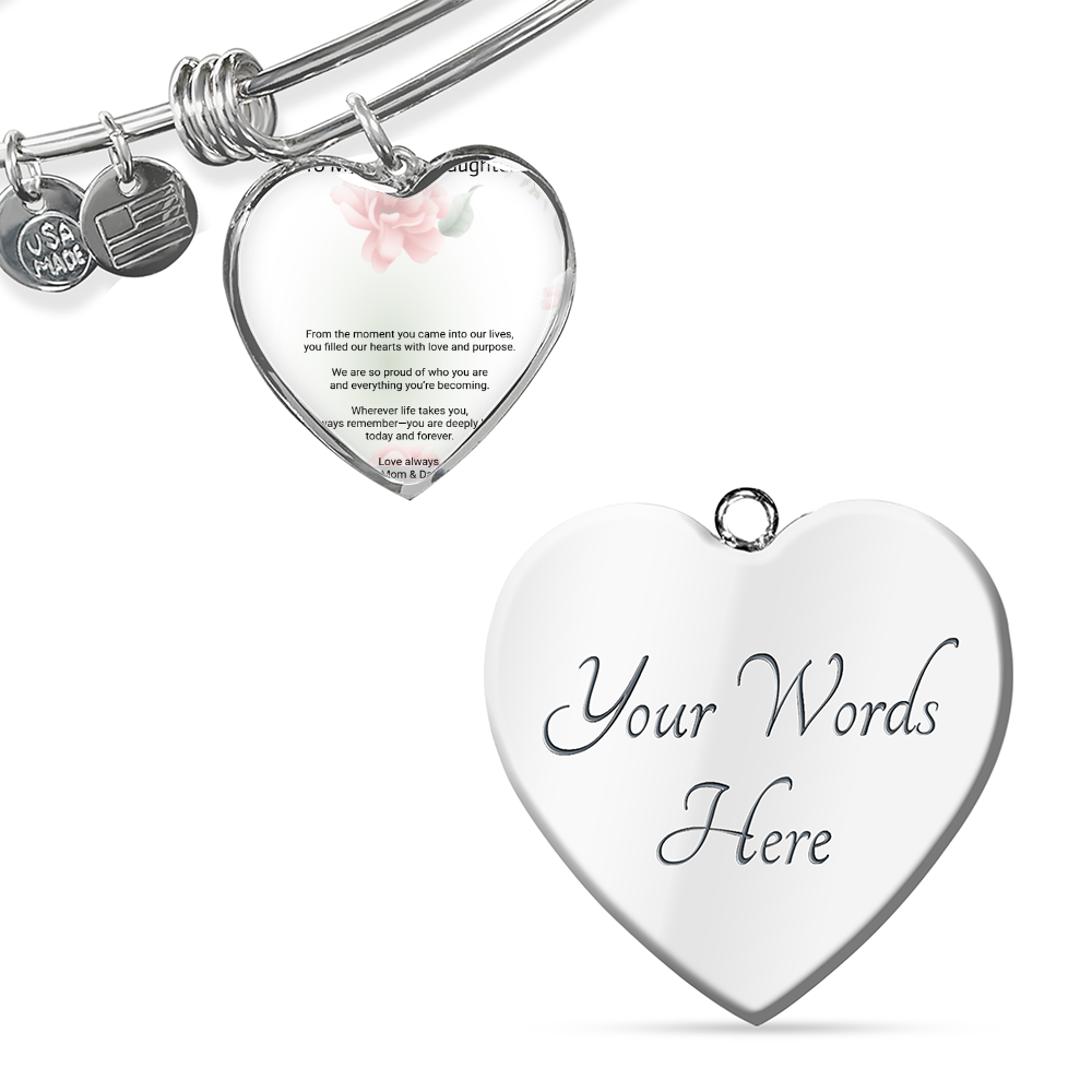 Daughters Gift Buyer Upload Luxury Heart Bangle – Elegant Love Bracelet
