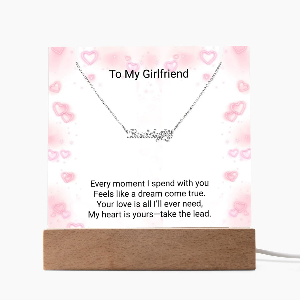 Custom Paw Print Name Necklace for Girlfriend