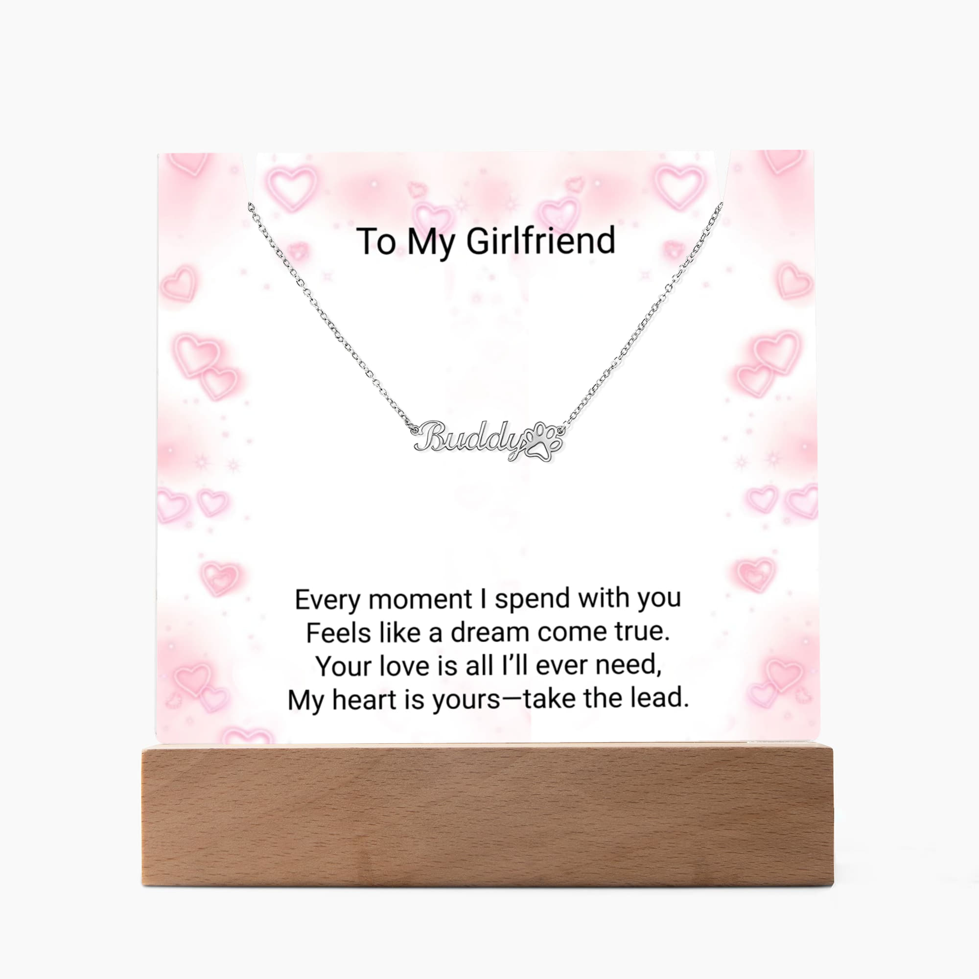 Custom Paw Print Name Necklace for Girlfriend