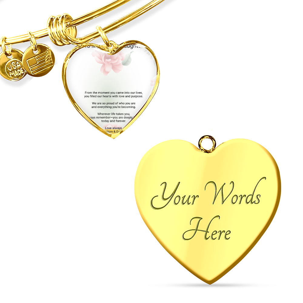 Daughters Gift Buyer Upload Luxury Heart Bangle – Elegant Love Bracelet