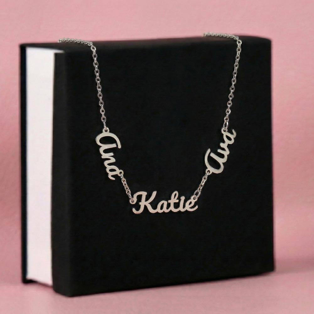 Memorial Name Necklace with Birthstone – Custom Non-Message Card Jewelry with Parents Names