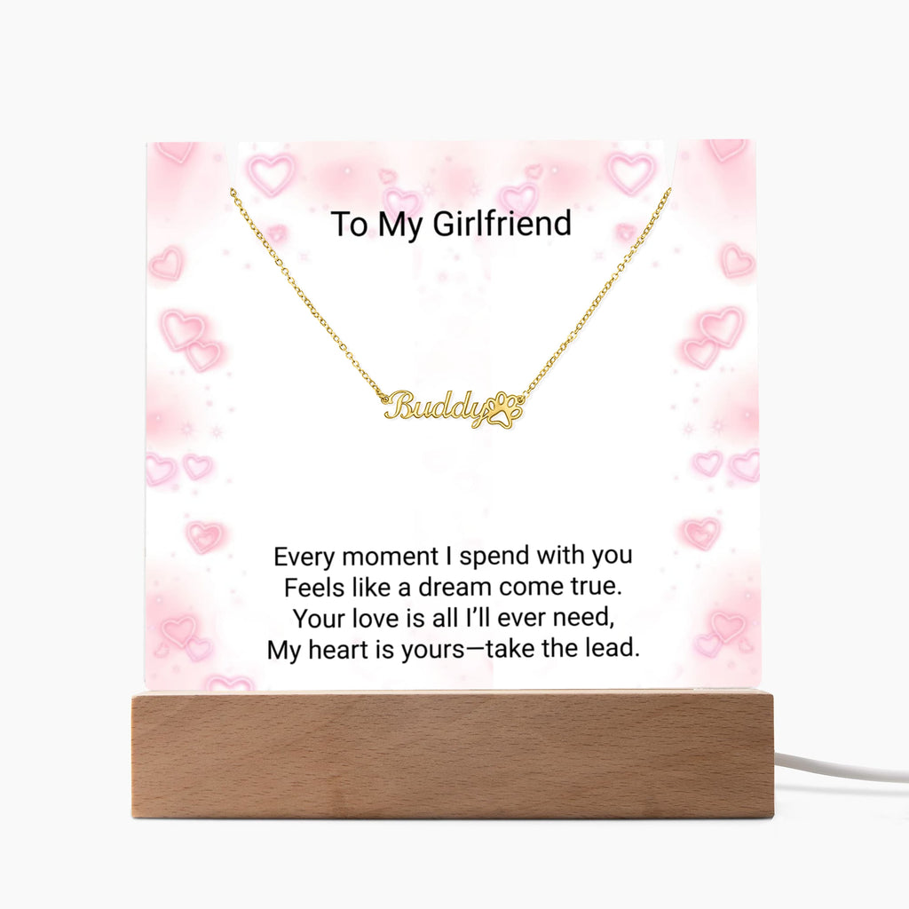 Custom Paw Print Name Necklace for Girlfriend