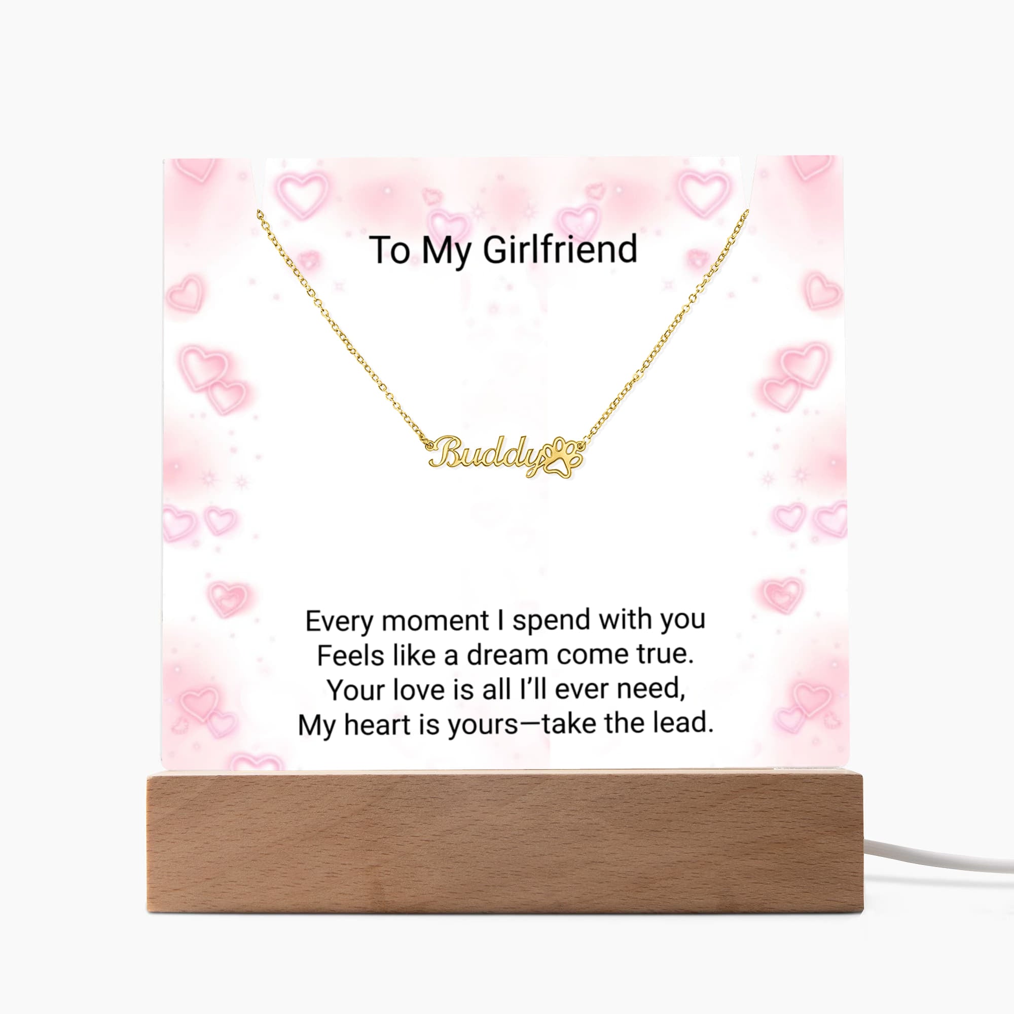 Custom Paw Print Name Necklace for Girlfriend