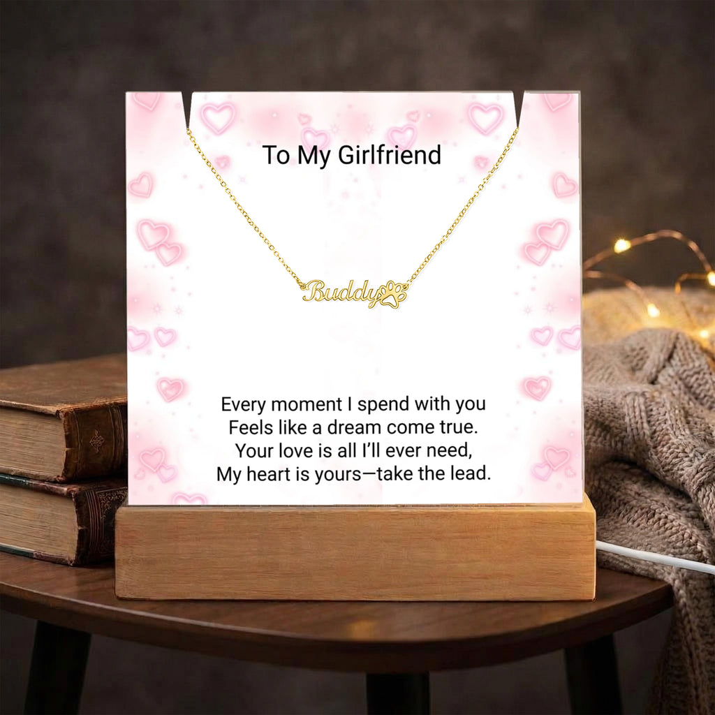 Custom Paw Print Name Necklace for Girlfriend